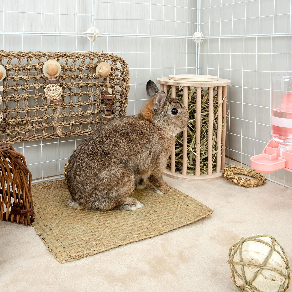 andwe Rabbit Hay Feeder Wooden Food Feeding Rack Easy to Fill – Essentials for Small Pets - image 3