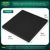 Borlech Aquarium Bio Filter Sponge Pad - 18.5"x18.5"x1.6" (50PPI) 1 PACK - image 2