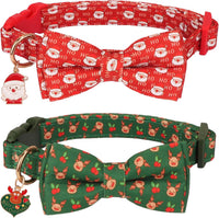 ADOGGYGO Fall Plaid Dog Collar 2 Pack, Thanksgiving Dog Bow Tie - Medium / Xmas