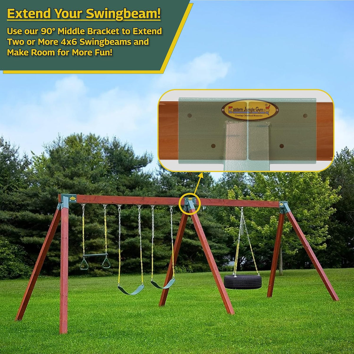 Eastern Jungle Gym Easy 1-2-3 A-Frame 2 Brackets for Swing Set - 90° A-Frame Swing Set Bracket - image 4