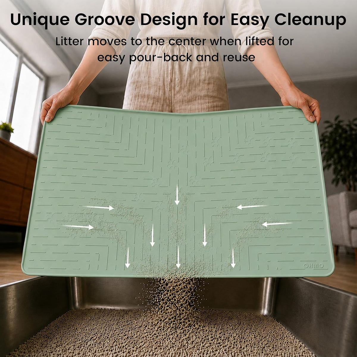 OHMO Large Cat Litter Mat - Sage Green / Large (31.5x23.6") - image 4