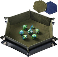 Grajar 2 Pcs Portable Folding Dice Rolling Tray Set for RPG DND Table - Royalblue and Green