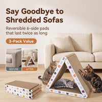 Cat Scratcher Cat Scratching Board, Foldable, Triangle - White - image 2