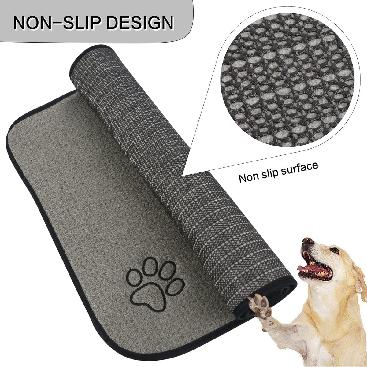Dog Food Bowl Mat Pet Feeding Mat for Food Water 14.2x24In Grey – Essentials for Dogs - Grey Rectangle / 24"L x 14.2"W - image 3