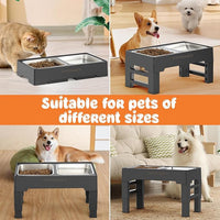 URPOWER Elevated Dog Bowls 4 Height Adjustable Raised Stand with 2 Large Stainless Steel Dog Food and Water Bowl for Small, Medium, Large Dogs and Pets