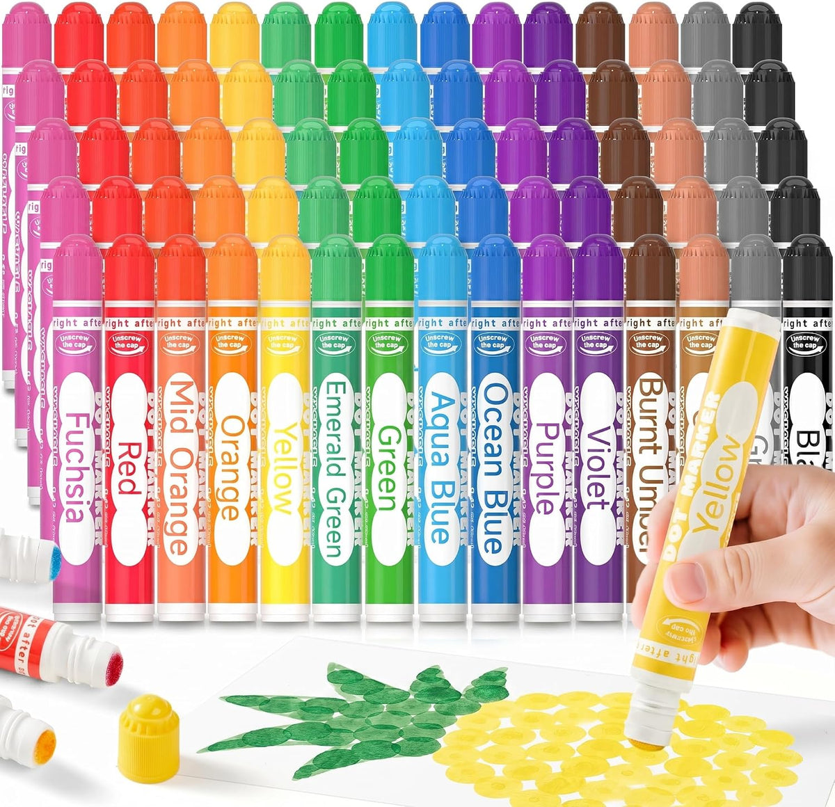 Shuttle Art Dot Markers, 15 Colors Washable Markers for Toddlers - 15 Colors / 75