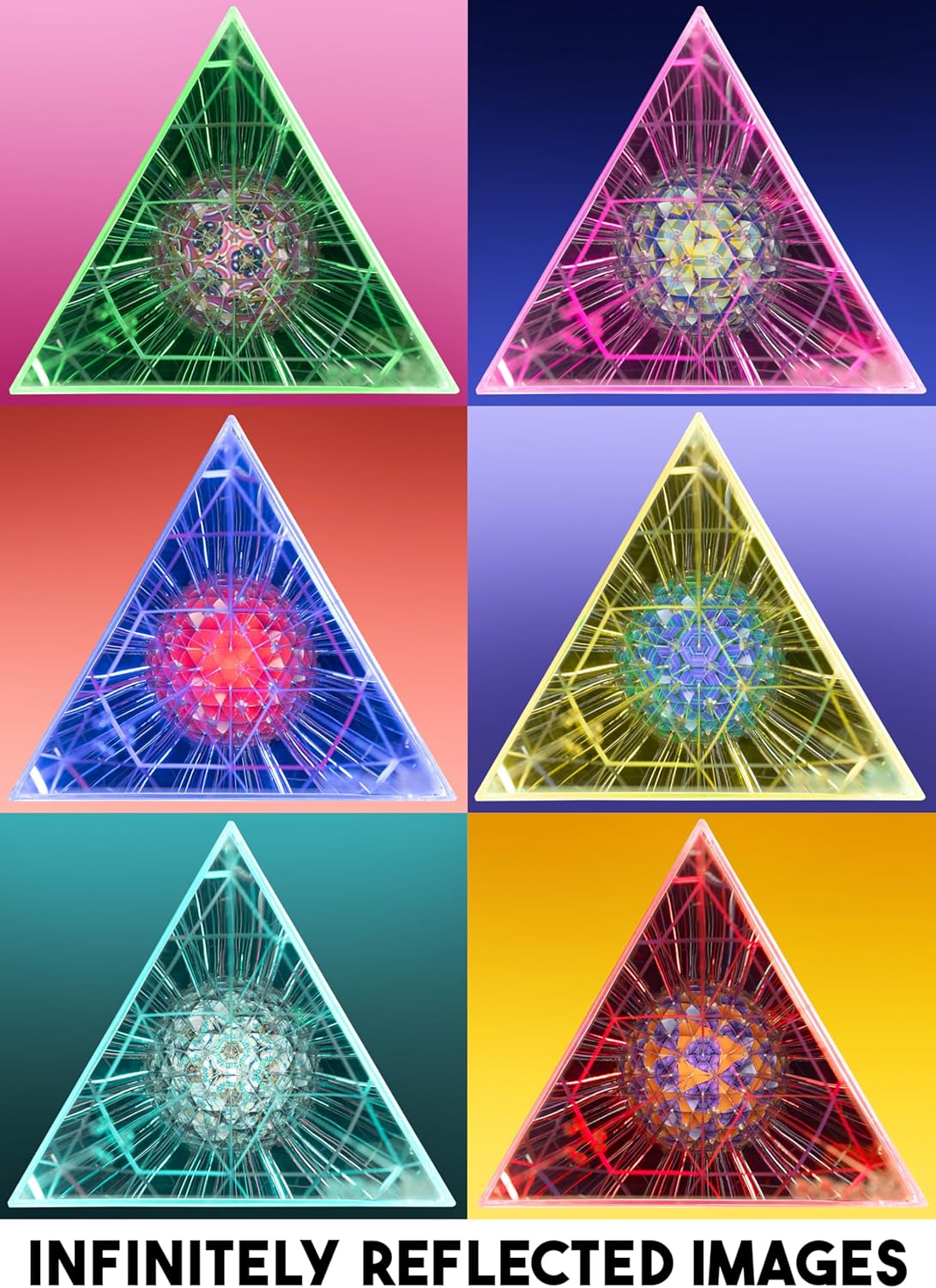 VAT19 Original Kaleido-Sphere mirrored tetrahedron kaleidoscope with sphere on top - view 4