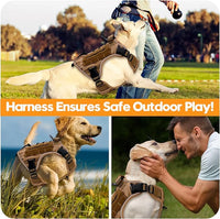 Heavy-Duty Tactical Dog Harness for Large Dogs, No Pull Adjustable Reflective Pet Vest with Molle System, K9 Military-Grade Control for Service Training, Outdoor & 10+ Breeds, Khaki Camo, X-Large