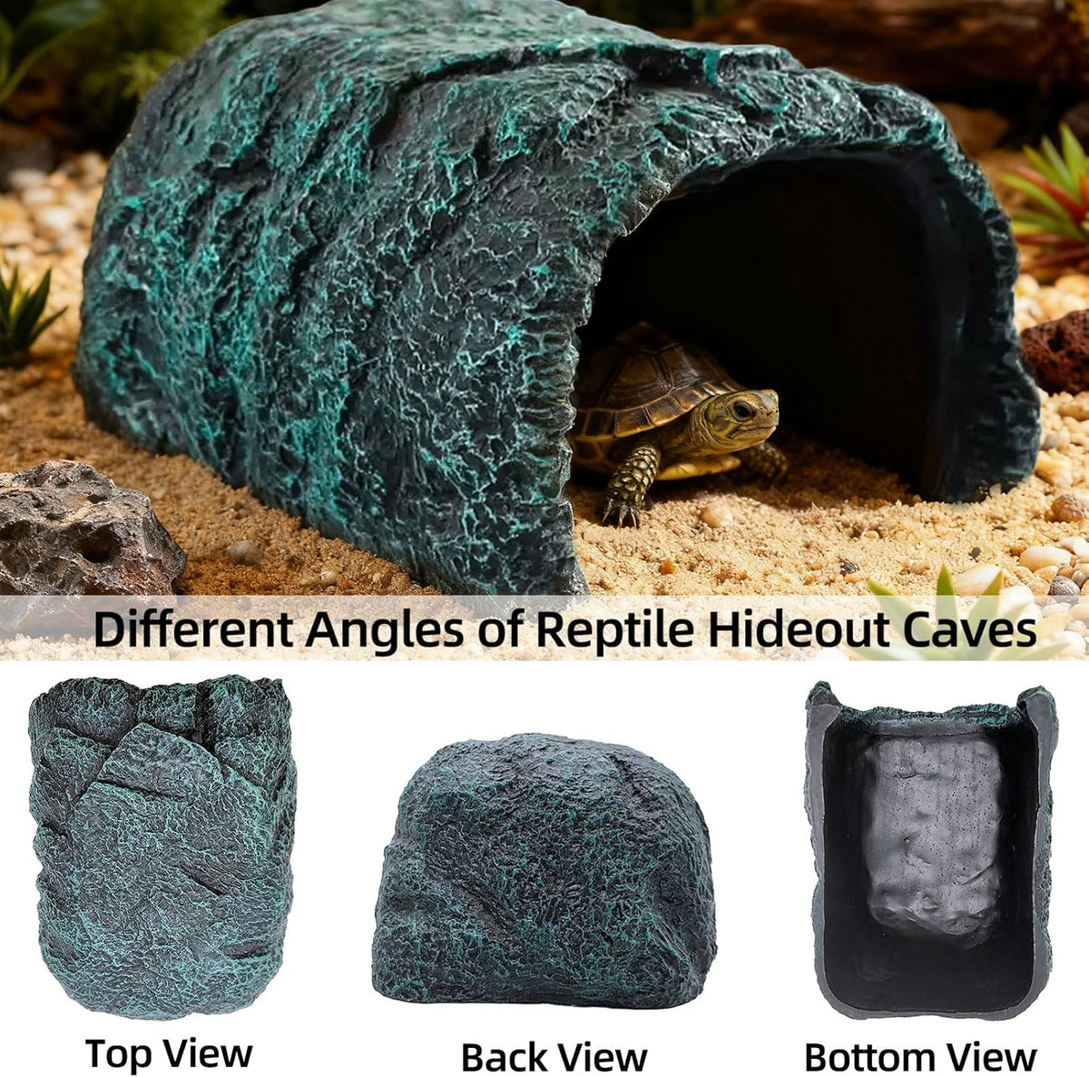 BNOSDM Reptile Hideout, Tortoise Hide Cave, Resin Rock - XL-7.87x5.12x4.33inches - image 4
