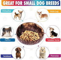 Raised Dog Bowl for Small Dog - Elevated, Ants-Off Stand, Real Coco Bowl, Height 5-inch, 33-oz Dish Capacity - Coconut/Bamboo Natural Calming Effect