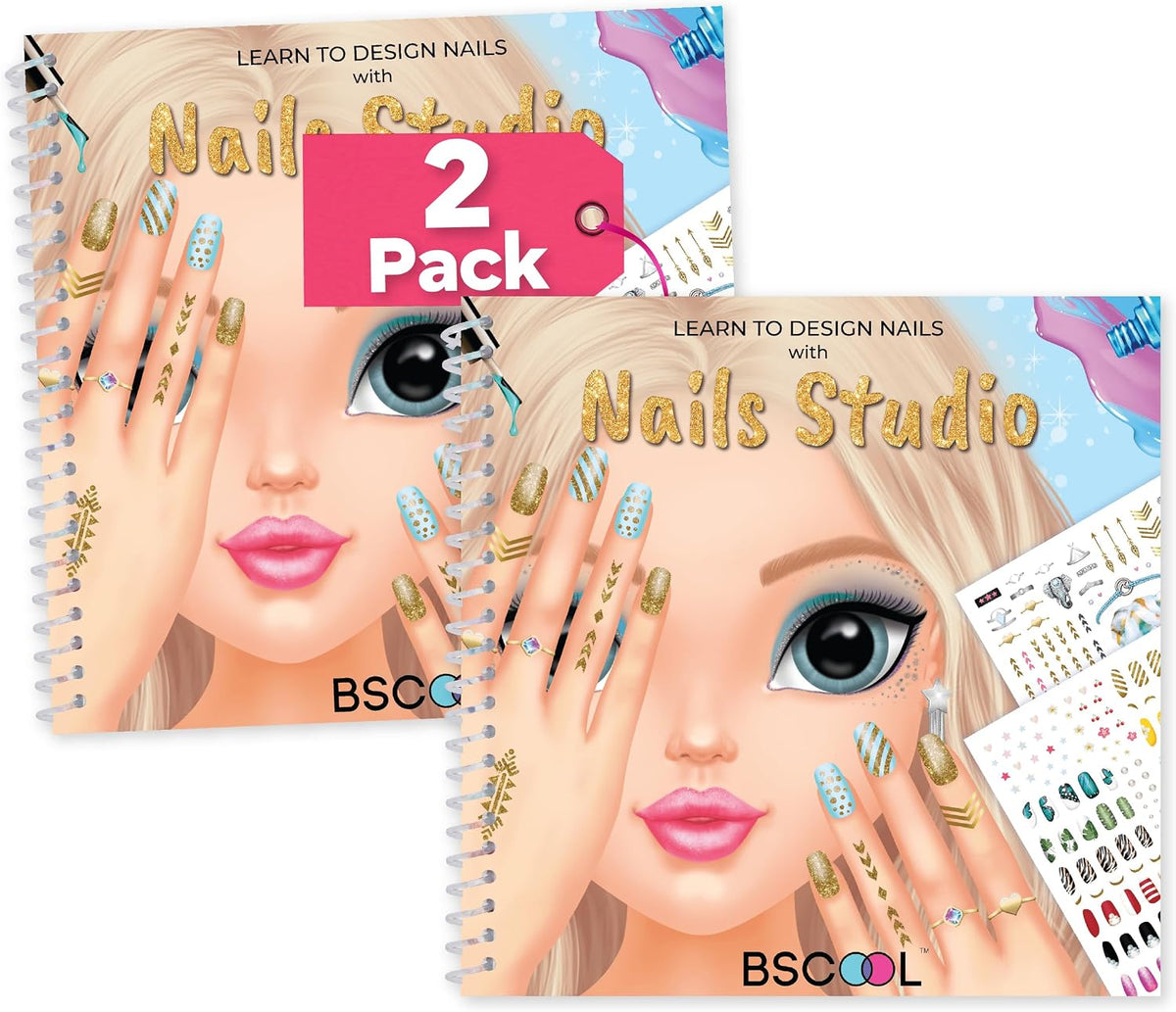 BSCOOL Nail Art Book for kids Stickers and Design Guides. - 2 PCS - Nail Design Studio