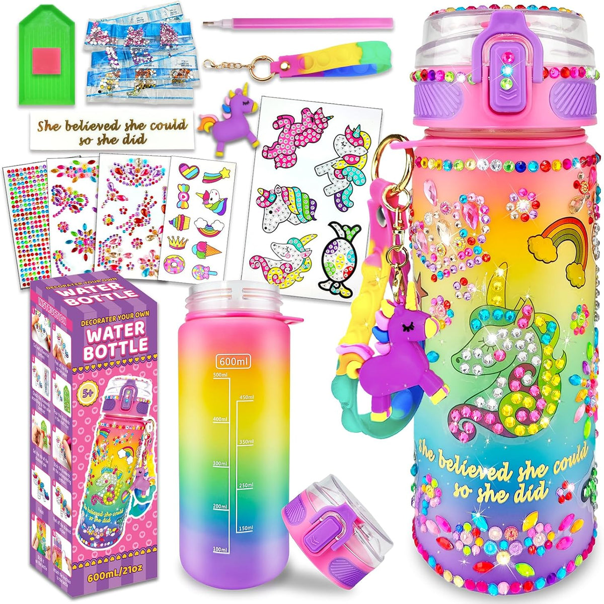 EDSPORTSHOUSE Decorate Your Own Water Bottle Kits for Girls Age - Unicorn