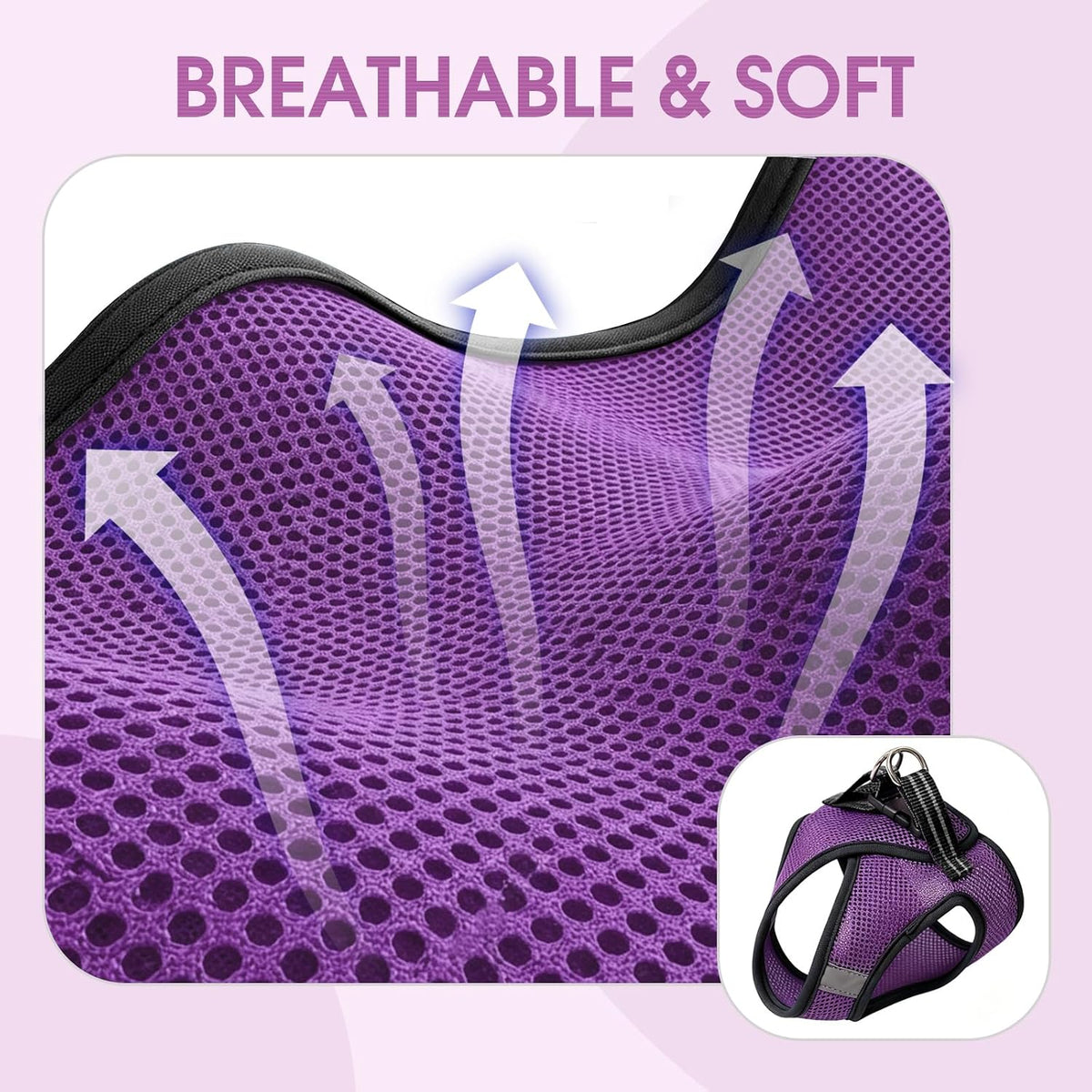 Cat Harness and Leash - Ultra Light Escape Proof Kitten Collar Cat Walking Jacket with Running - Purple / Medium - image 3