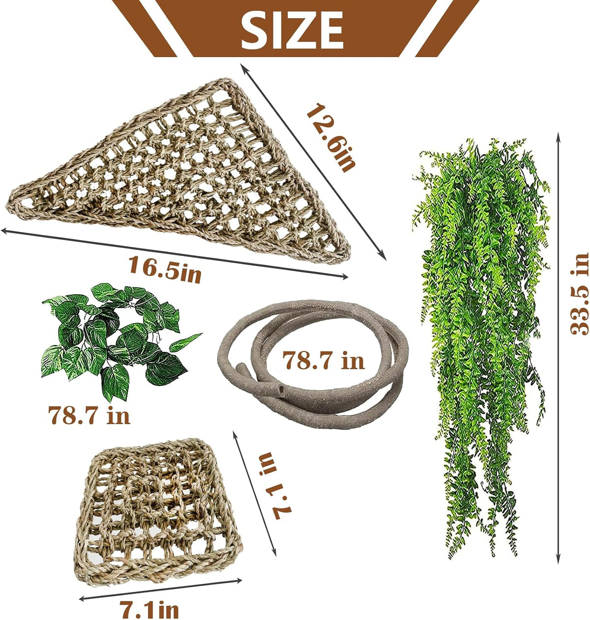 Bearded Dragon Hammock,Lizard Lounger Reptile Tank Hanging Plants Climbing Jungle Vines Flexible - Type：Triangular and rectangular hammock - image 3