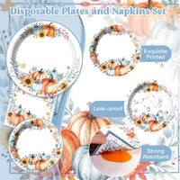yunhuatdm 180 piece cute ghost Halloween plates and napkins set, black and white - view 36