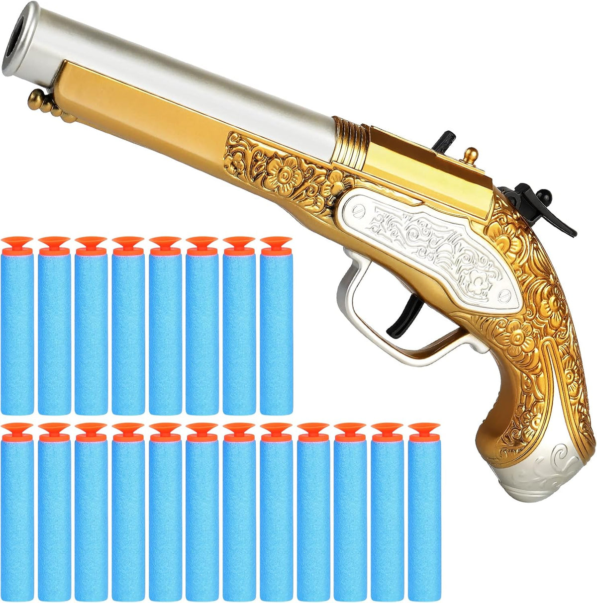 Toy Pirate Foam Blaster for kids Soft Foam Darts 20pcs Themed - Gold