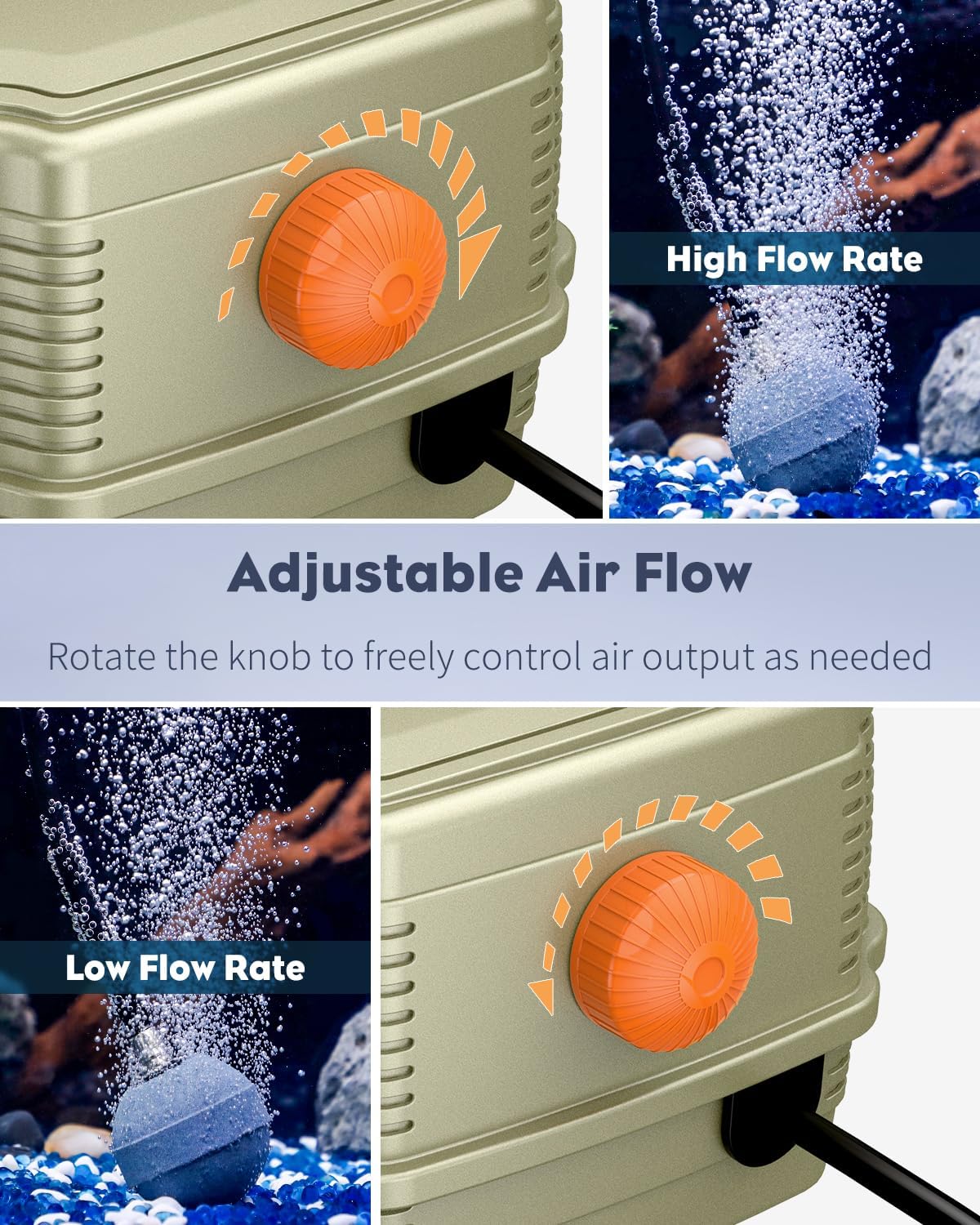 Pawfly 254 GPH Aquarium Air Pump Adjustable Quiet Oxygen Aerator Pump - PRO Standard (Up to 300 Gallon) - image 2