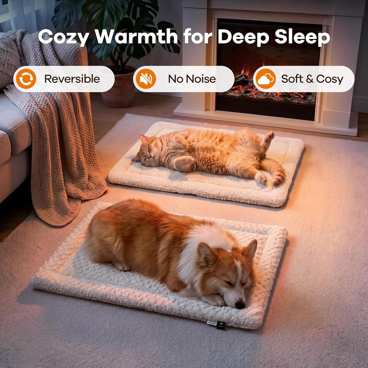 Mora Pets Self Warming Cat Bed Self Heating Cat Pad Pet Mat Indoor - Beige / Small - image 2
