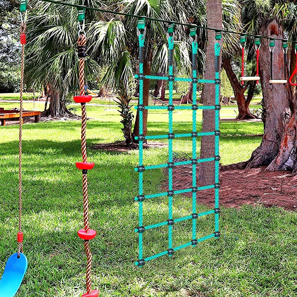 Climbing Cargo Net 49" x 77" Heavy Duty Climbing Rope Net for Outdoor - Green / 30" x 75" - image 2