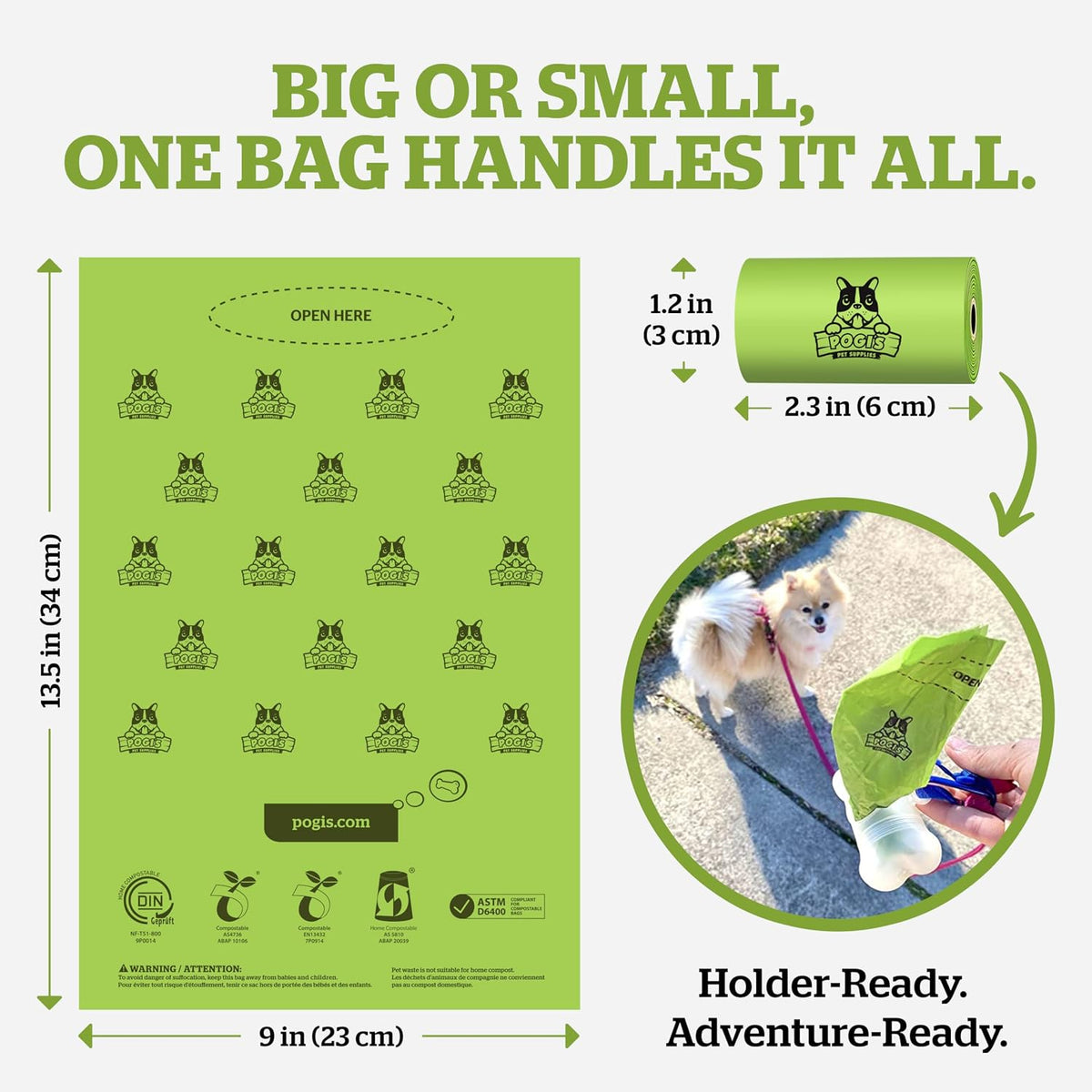 Pogi's Compostable Dog Poop Bags, Leak-Proof, 18 Rolls - 135 Count (Pack of 1) / Unscented - image 3