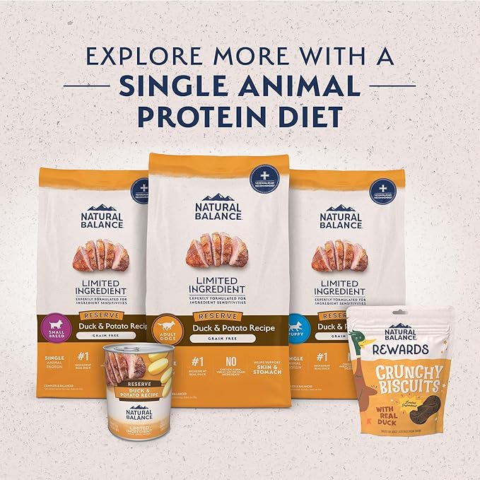 Natural Balance Limited Ingredient Adult Grain-Free Dry Dog Food, Reserve Duck & Potato Recipe, 12 Pound (Pack of 1)