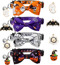 LLHK 4 Pack Halloween Cat Collar with Bow Tie and Bell - Halloween