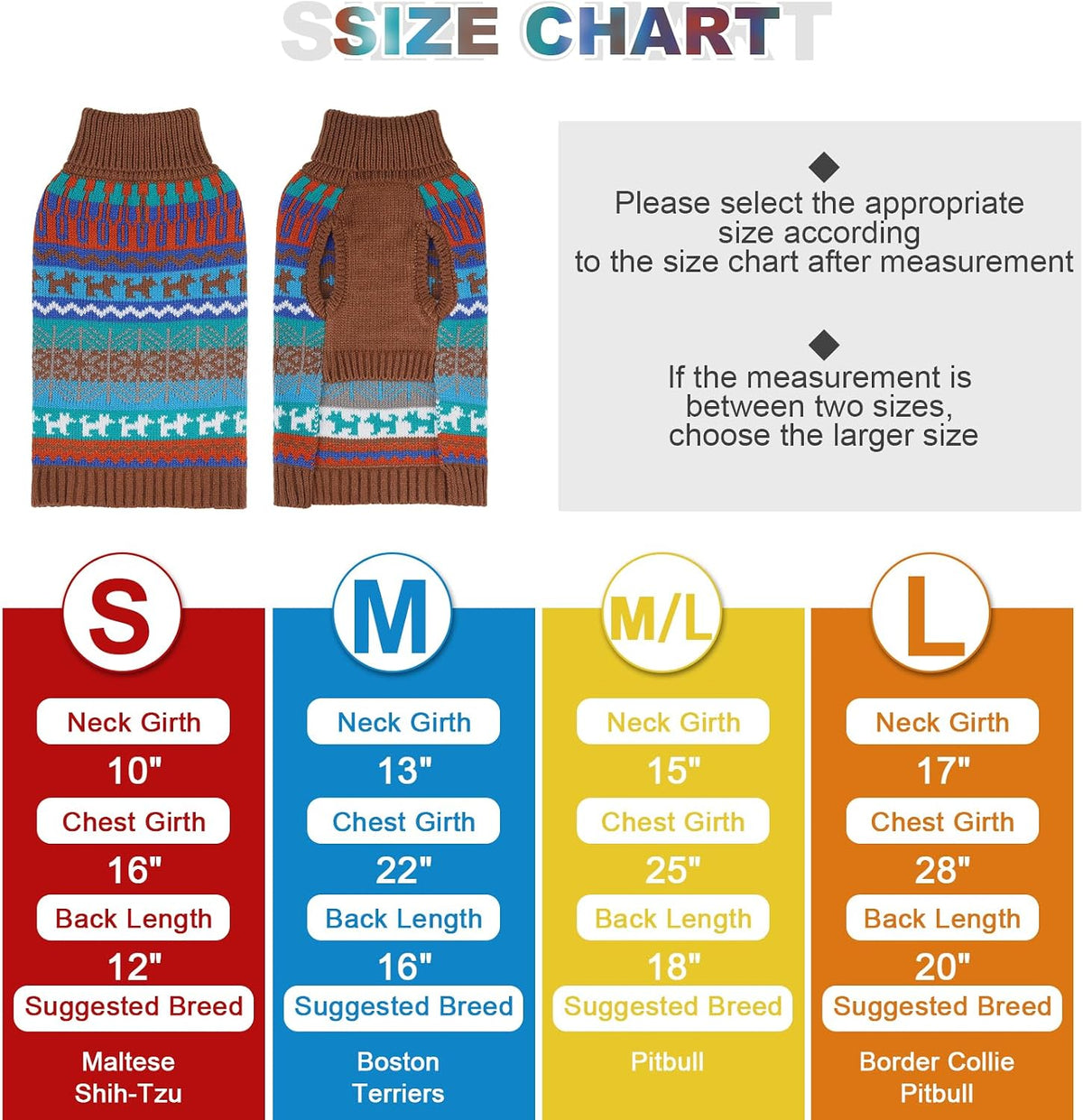 Dog Sweater - Winter Coat Apparel Clothes with Colorful Stripes for Cold Weather – Essentials for Dogs - Small / Brown - image 2