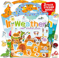 6 Sets Reusable Sticker Book for Toddlers 3-6 - Weather+Insect+Beach