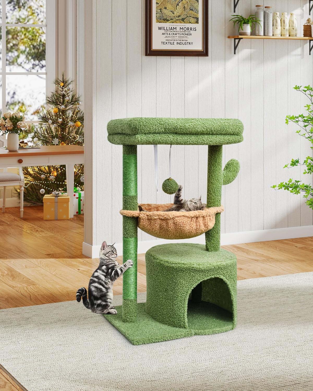 SYANDLVY Small Cat Tree for Indoor Cats - 29.6" / Green - image 3