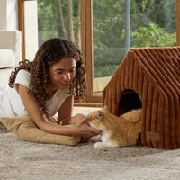FUKUMARU Cat Bed Cave, Enclosed Washable Covered Dog Bed with Support Frame – Essentials for Cats - Brown / 17 Inch (Cats up to 15 lbs, Dogs up to 10 lbs) - image 4