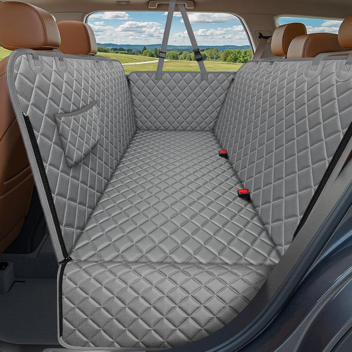 URPOWER Dog Car Seat Cover for Back Seat - Grey / Standard - 54" Length