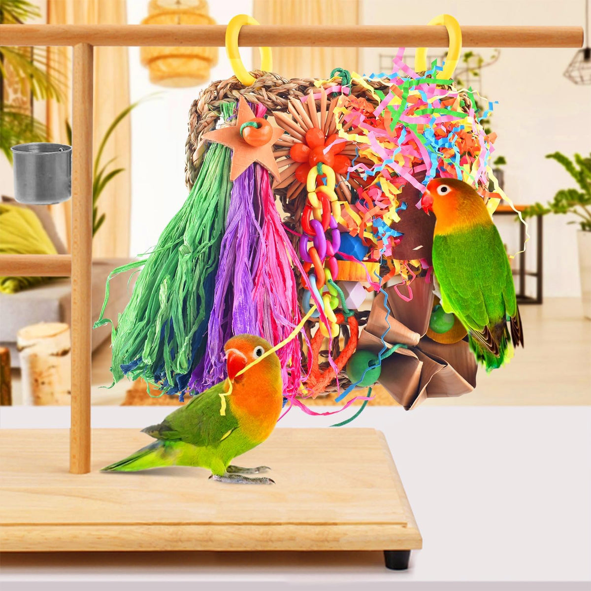 KATUMO Bird Toys, Grass Mat Foraging Climb Toy for Parakeet Cockatiel – Essentials for Birds - Colorful - image 4