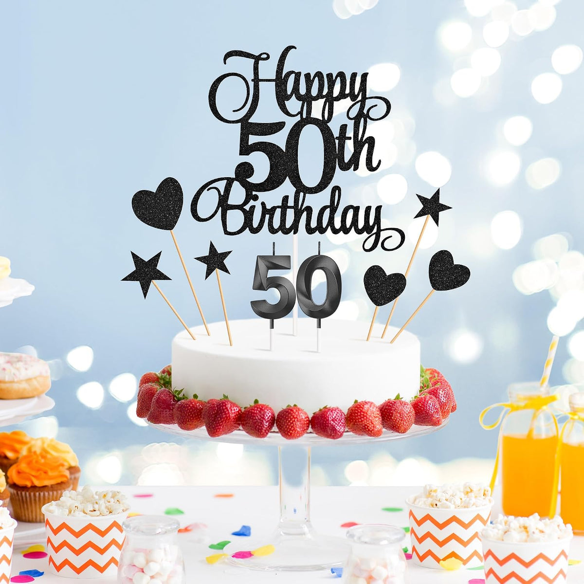 50th Birthday Cake Decorations - Black - image 3