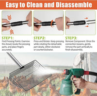 Esmorah 10 Inch Large Metal Chicken Poop Scooper for Sand & Coop Cleaning - Long Sifting Shovel with 24"-68" Adjustable Handle, 5 Lengths Heavy Duty Stainless Steel