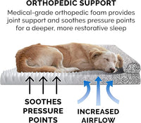 Furhaven Orthopedic Dog Bed for Large Dogs w/ Removable Bolsters & Washable Cover, For Dogs Up to 95 lbs - Plush & Southwest Kilim Woven Decor Sofa - Boulder Gray, Jumbo/XL