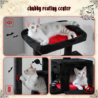 PETEPELA 56.3" Gothic Cat Tree for Indoor Cats, Tall Cat Tower with Super Large Hammock (20"X16"), Sisal Covered Scratching Posts, Cozy Condo and Top Perch Black