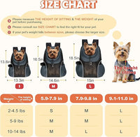WOYYHO Pet Dog Carrier Backpack Small Dog Front Backpack Ventilated Mesh Dog Travel Back Pack with Safety Belt for Travel Hiking Cycling Outdoor Adventures (Size L: 10-14 lbs, Dark Gray)