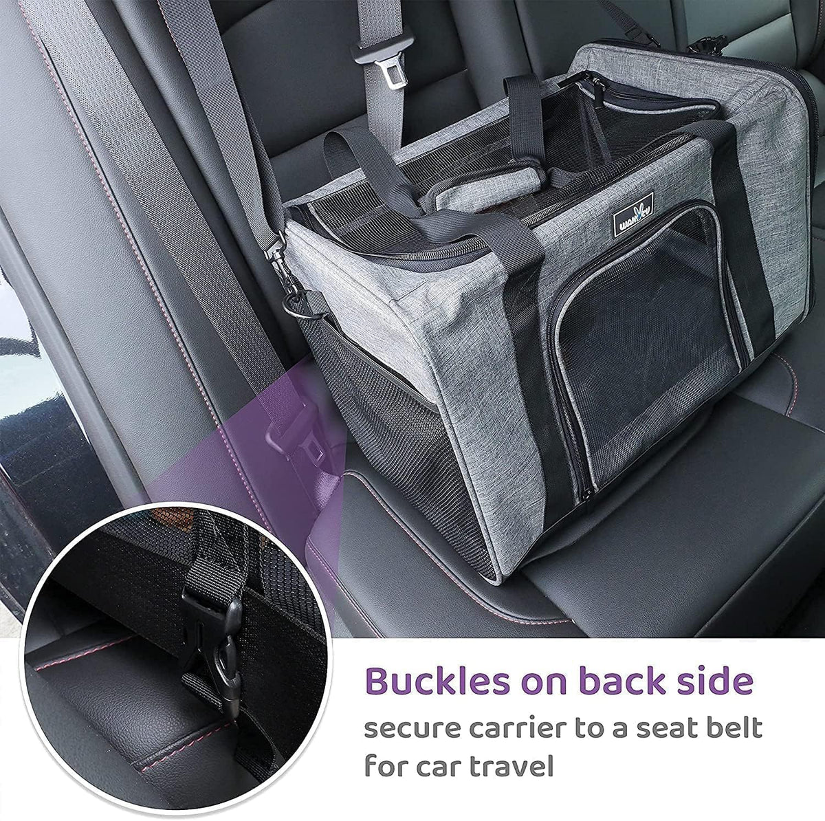 Wakytu TSA & Airline Approved Soft Pet Carrier for Cats/Dogs - 17.7"L x 11.0"W x 8.3"H / 1.0 Grey - image 4