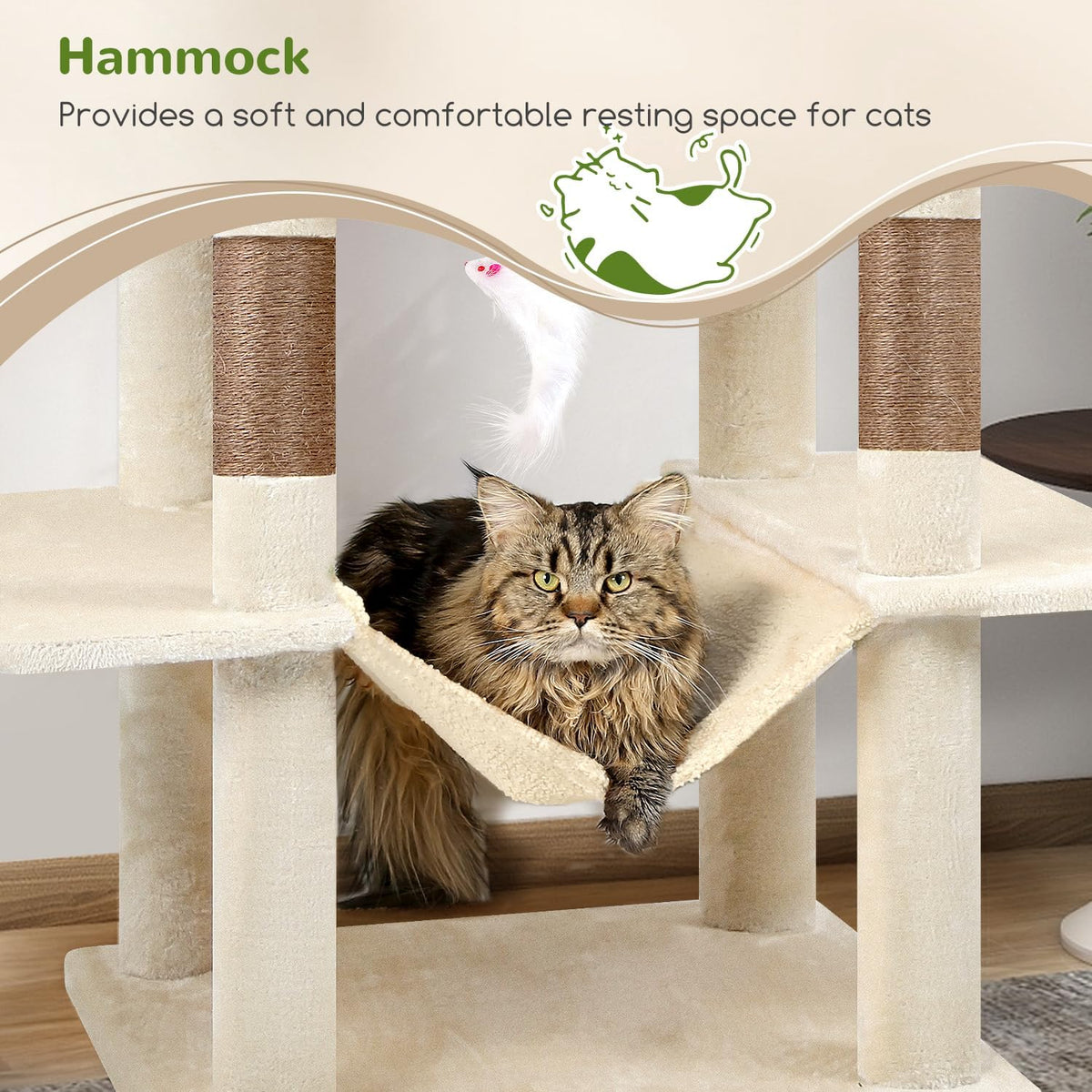 Globlazer Extra Tall Cat Tree Tower for Indoor Cats, F76 - Beige / 76 inch - image 3