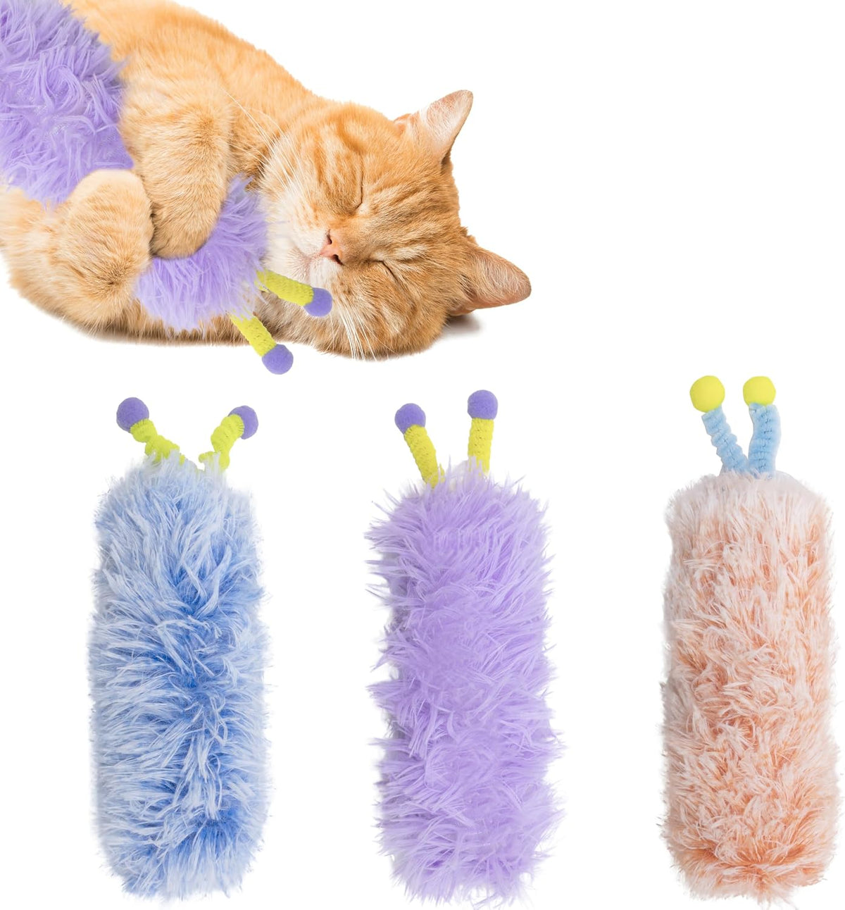 3 Pack Catnip Toys, Soft and Durable Cat Pillows Toys - A-Purple+Blue+Pink