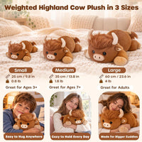 SQEQE Weighted Black Cat Plush - Highland Cow Plush / Medium(13.8 Inch) - image 3