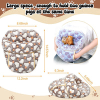 2 Pcs Guinea Pig Fleece Hideouts, Blue, Khaki, Star – Daily Care for Small Pets - Gray, Pink / Hearts - image 2