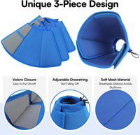Queenmore soft 3-panel mesh dog cone for large dogs with drawstring and hook closure - view 2