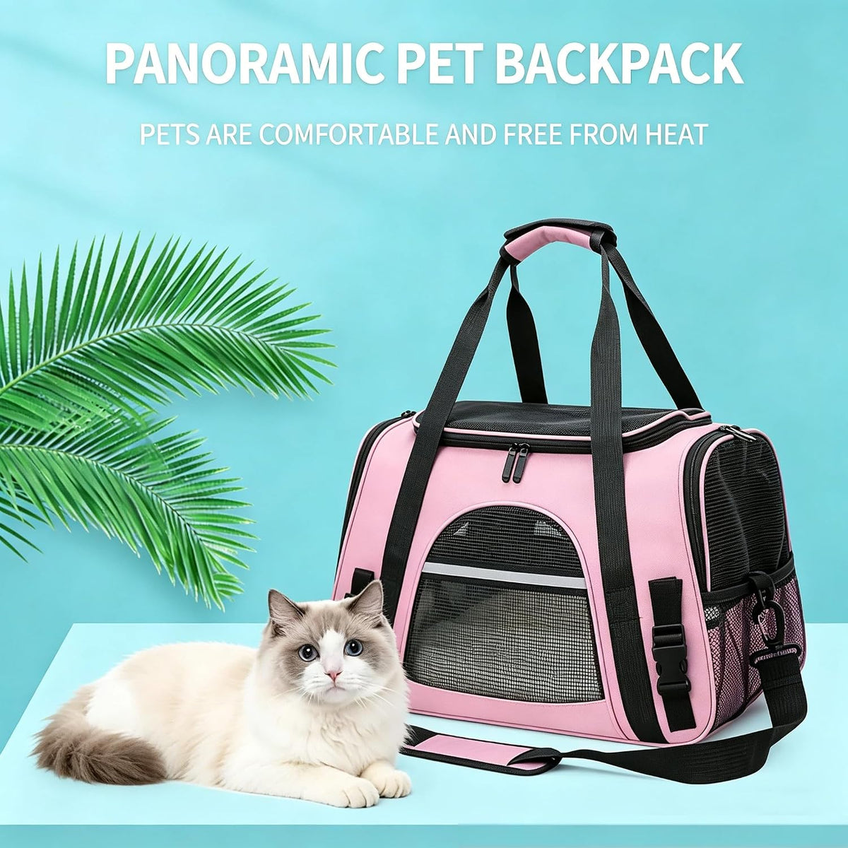 Cat Carrier Bag, Airline Approved Soft Carrier for Cats & Small Dogs – Essentials for Cats - Pink - image 3