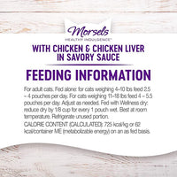 Wellness Healthly Indulgence Morsels Adult Wet Cat Food, Natural, Protein-Rich, Grain-Free, 3 Ounce Pouch, 24 Pack, (Chicken & Chicken Liver)