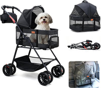 Bicystar 3 in 1 Pet Stroller, Cat Stroller w/Detachable Carrier