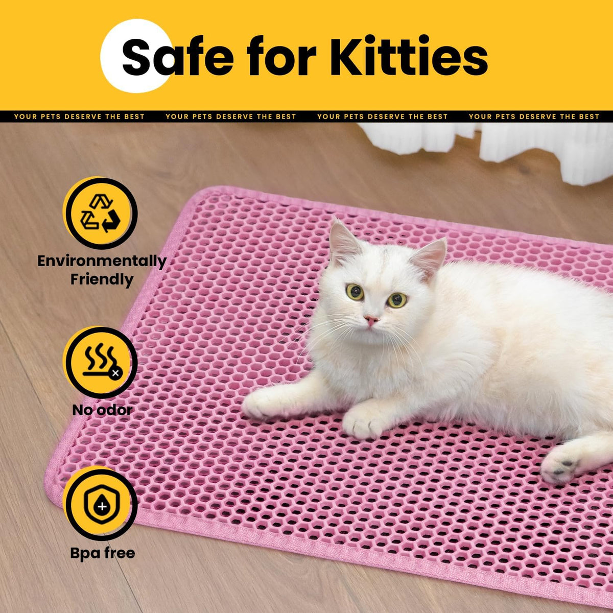 Cat Litter Mat Compact Size 23.6"x14.6" for Small Spaces - Pink / 23.6" x 14.6" (1 Pack) - image 4