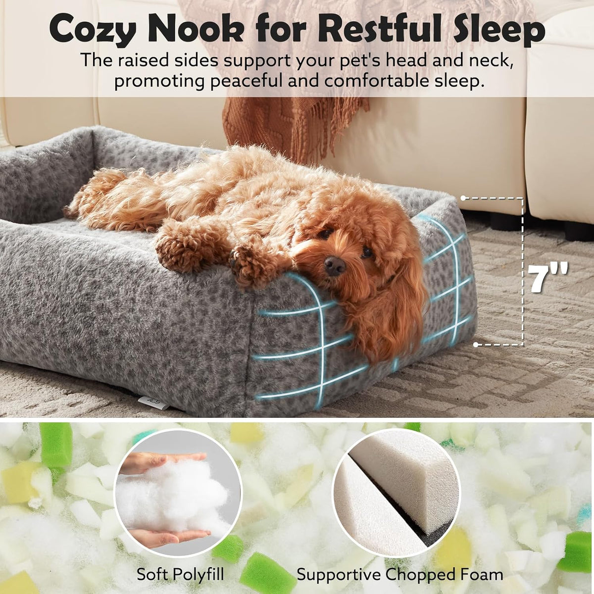 JOEJOY Cute Dog Bed Medium Size Dog - Grey / S PLUS (25"x21"x7") - image 2