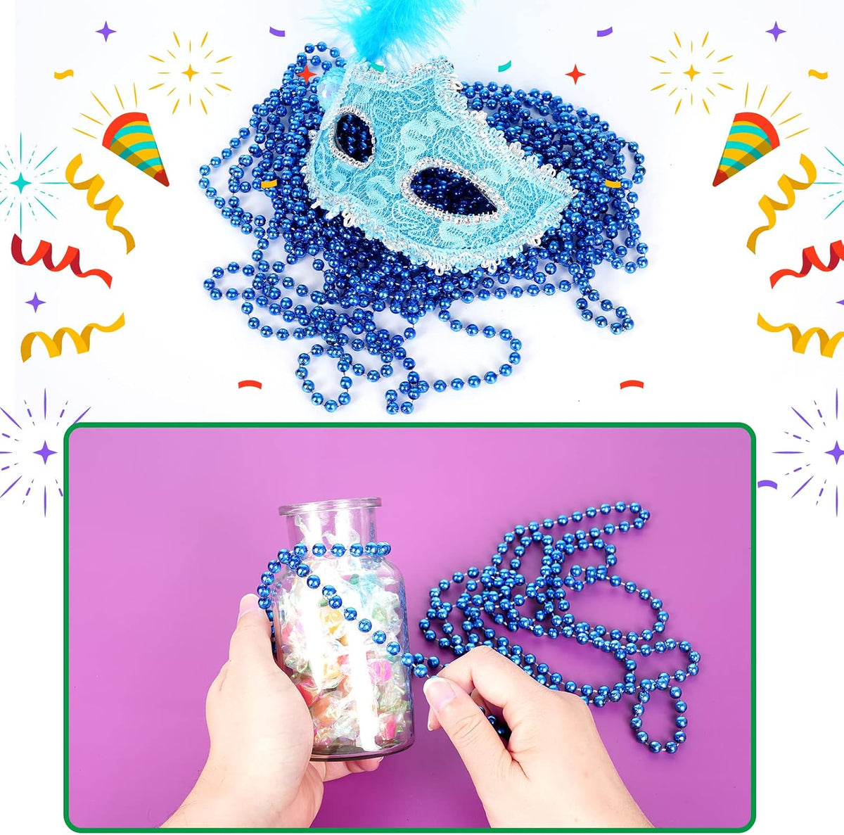 ZZYFGH 12 PCS Bead Necklace, 33'' Mardi Gras Beaded Necklaces – Fun for Kids & Family - Blue - image 4
