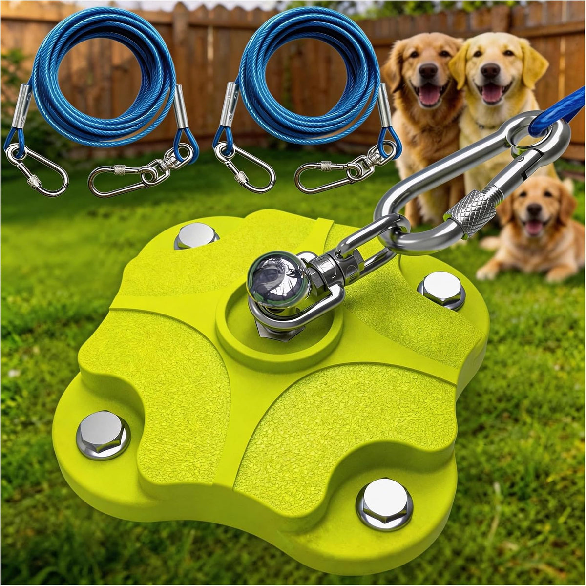 Heavy Duty Dog Tie Out Stake with 2x20FT Cables for Outdoor - Dog Stake+2X20ft Cable/200lbs - image 2